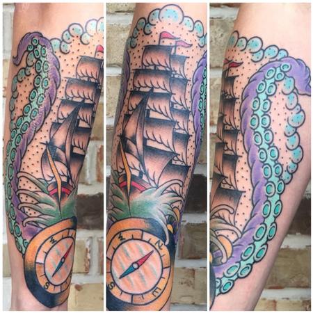 Ship W Compus And Octopus By Cody Hennings TattooNOW